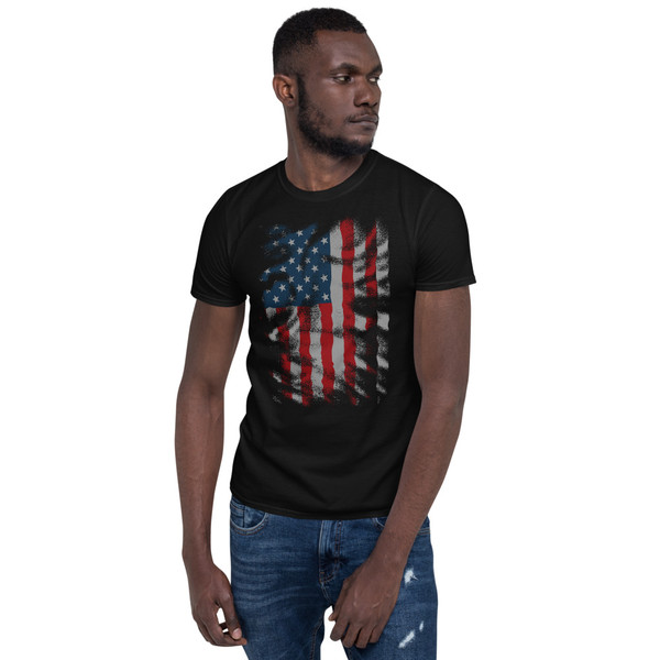 Distressed American Flag Short-Sleeve Unisex T-Shirt