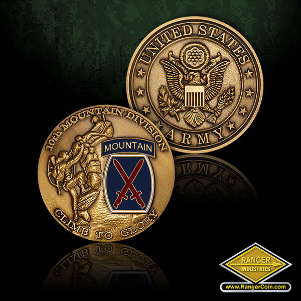 10th Mountain "Climb To Glory" Bronze Challenge Coin
