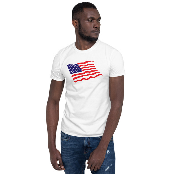 Wavy US Flag Short-Sleeve Unisex T-Shirt