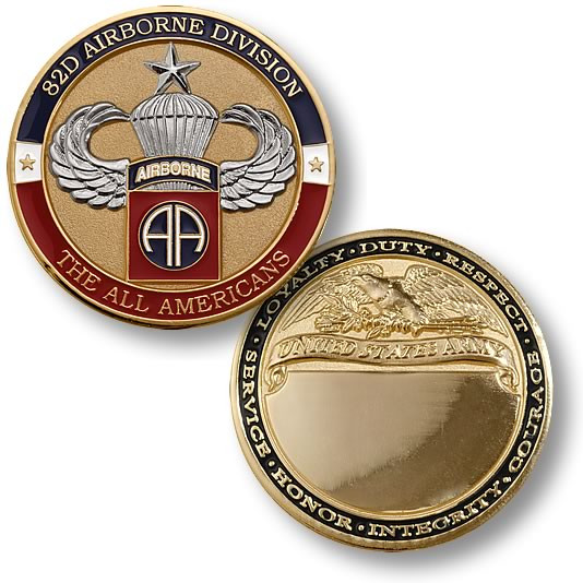 82nd Airborne Division Senior Jump Brass Challenge Coin
