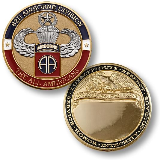 82nd Airborne Division Master Jump Brass Challenge Coin