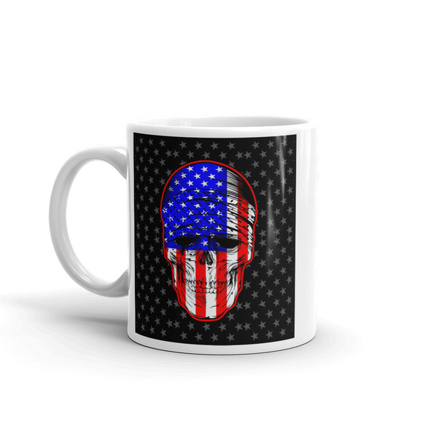 US Flag Skull Mug