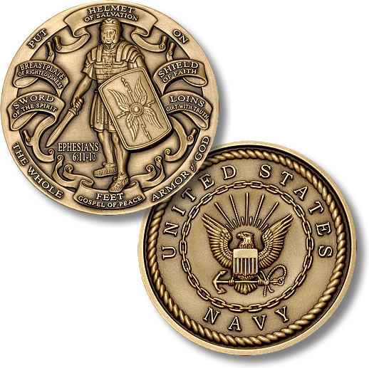Armor of God High Relief - Navy Challenge Coin