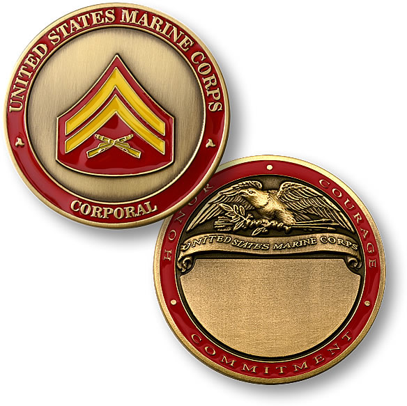U.S. Marines Corporal Engraveable Challenge Coin