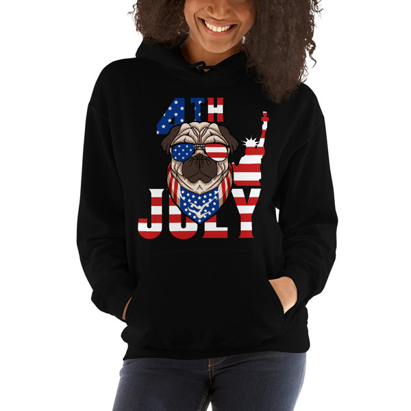 4th of July Pug Unisex Hoodie