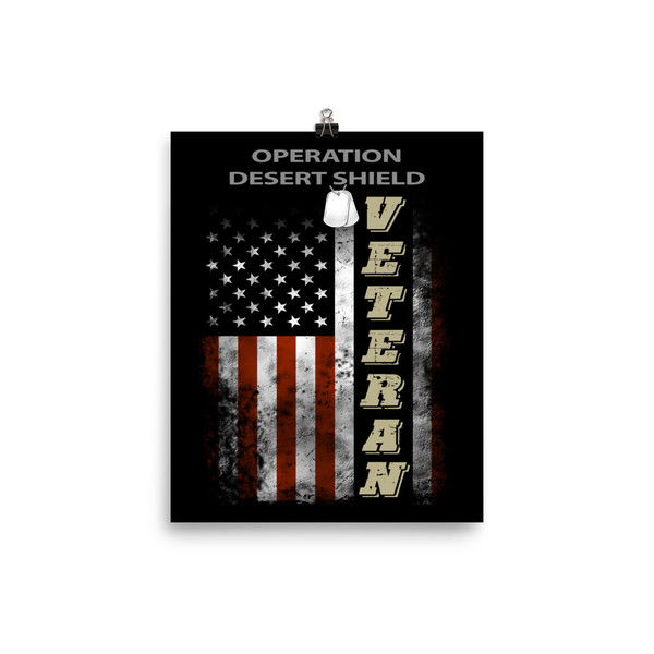 Operation Desert Shield Veteran Flag Poster