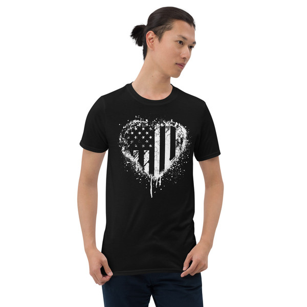 U.S. Flag Heart (White) Short-Sleeve Unisex T-Shirt