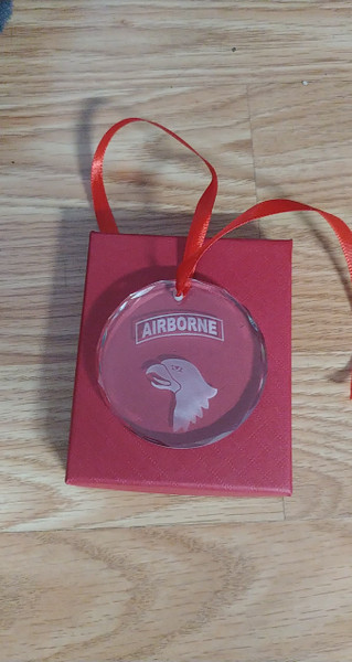 101st Airborne  Crystal Christmas Ornament