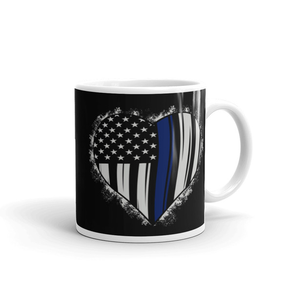 Blue Line Heart Flag Mug