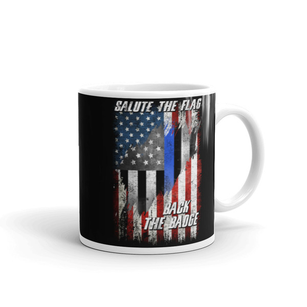 Salute the Flag, Back the Badge (Police Blue Line) Mug