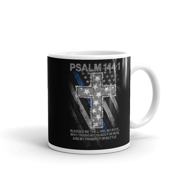 Psalm 144 1 (Police Blue Line) Mug