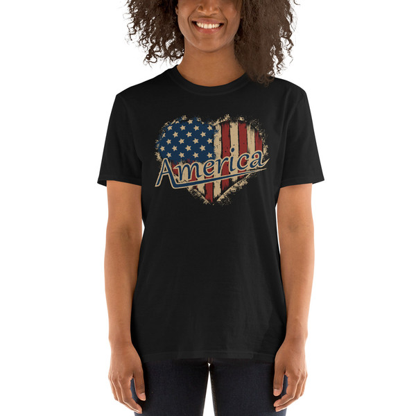 Love America Heart Short-Sleeve Unisex T-Shirt