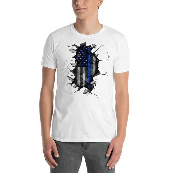 Blue Line Flag Inside (Police) Short-Sleeve Unisex T-Shirt