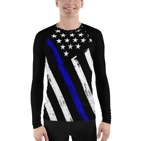 Blue Line Flag (Option 2) Men's Rash Guard
