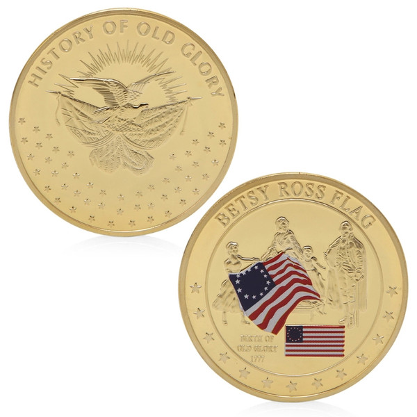 Betsy Ross Flag History Of Old Glory Gold Plated Challenge Coin
