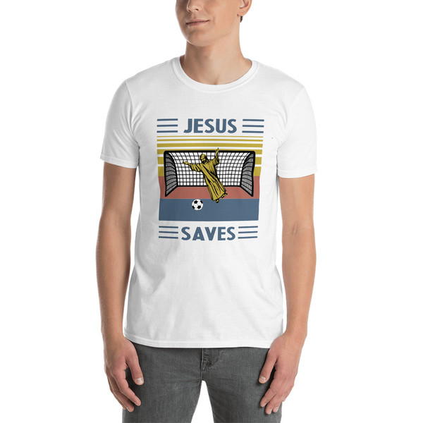 Jesus Saves (Goalie) Short-Sleeve Unisex T-Shirt