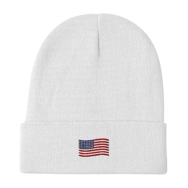 USA Flag Embroidered Beanie