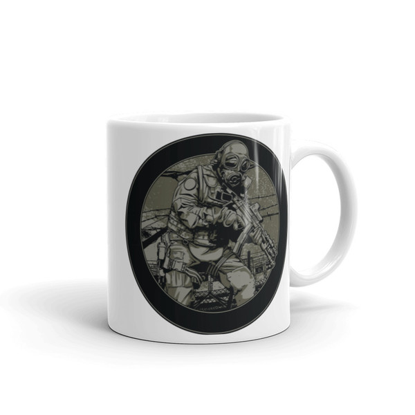 Gas Mask Veteran White glossy mug