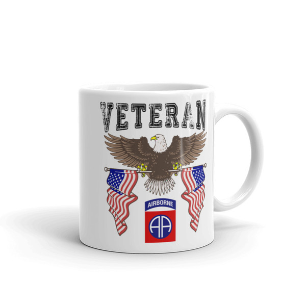82nd Airborne Veteran (American Eagle 2) White glossy mug