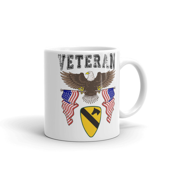 1st Cavalry Veteran (American Eagle 2) White glossy mug