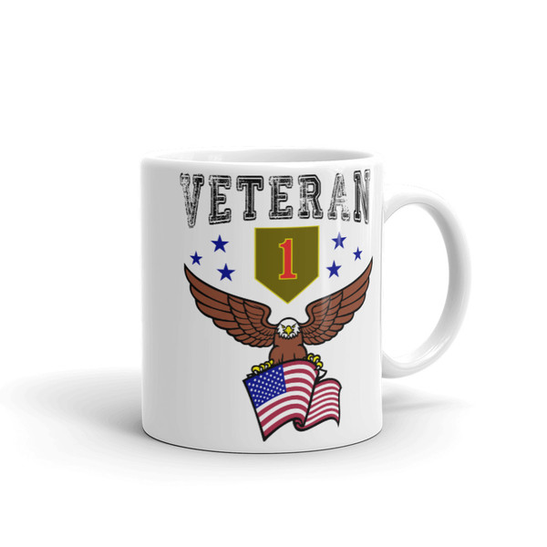 1st Infantry Veteran (American Eagle) White glossy mug