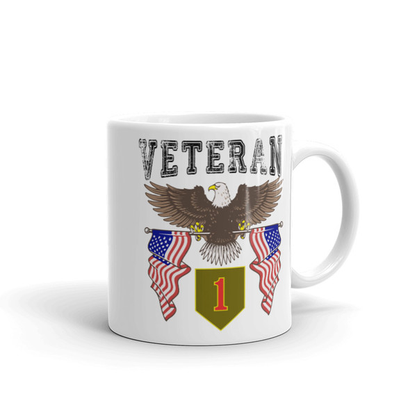 1st Infantry Veteran (American Eagle 2)  White glossy mug