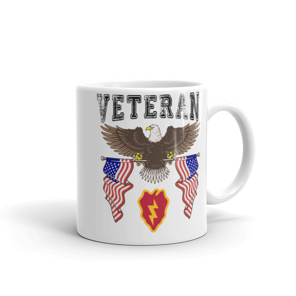 25th Infantry Veteran (American Eagle 2) White glossy mug