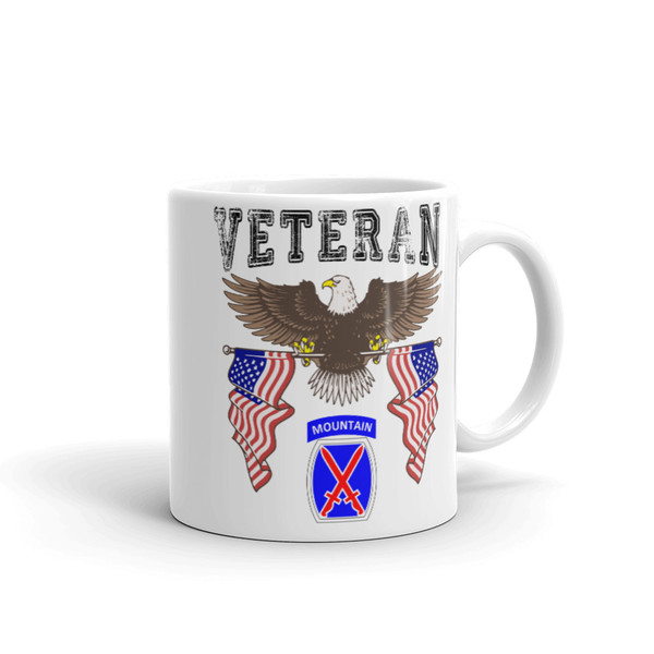 10th Mountain Veteran (American Eagle 2) White glossy mug