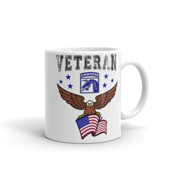 XVIII Airborne Corps Veteran (American Eagle) White glossy mug