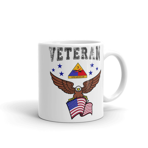3rd Armored Division Veteran (American Eagle) White glossy mug