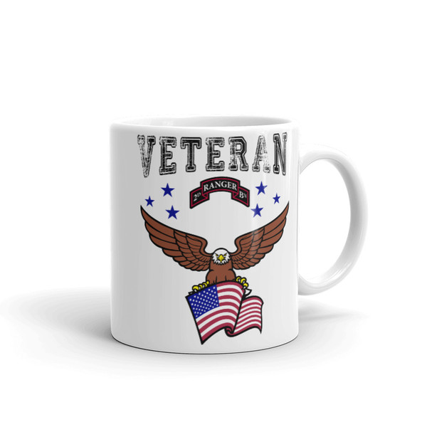 2nd Ranger Veteran (American Eagle) White glossy mug