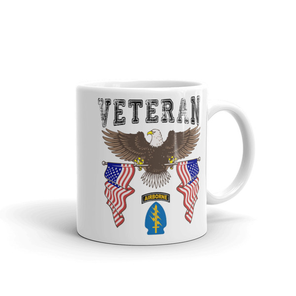 United States Army Special Forces Veteran (American Eagle 2) White glossy mug