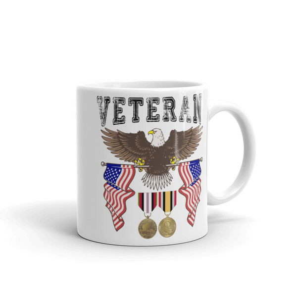 Iraq & Afghanistan Veteran (American Eagle 2) White glossy mug