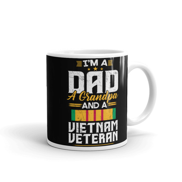Dad, Grandpa, Vietnam Veteran White glossy mug