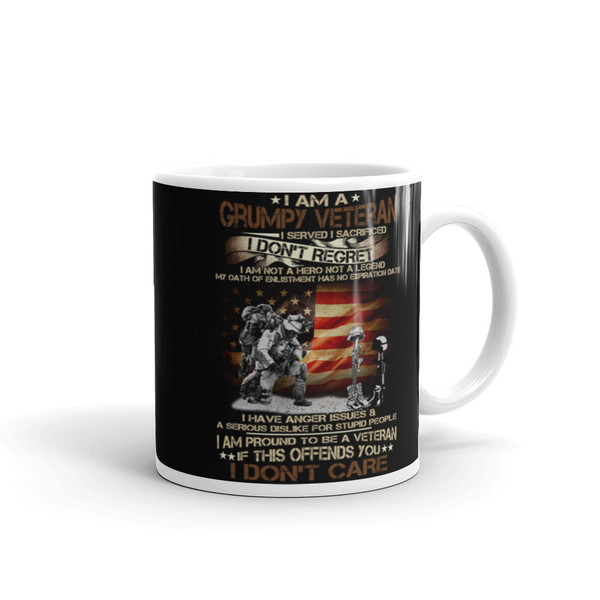 Grumpy Veteran (I Don't Regret) White glossy mug