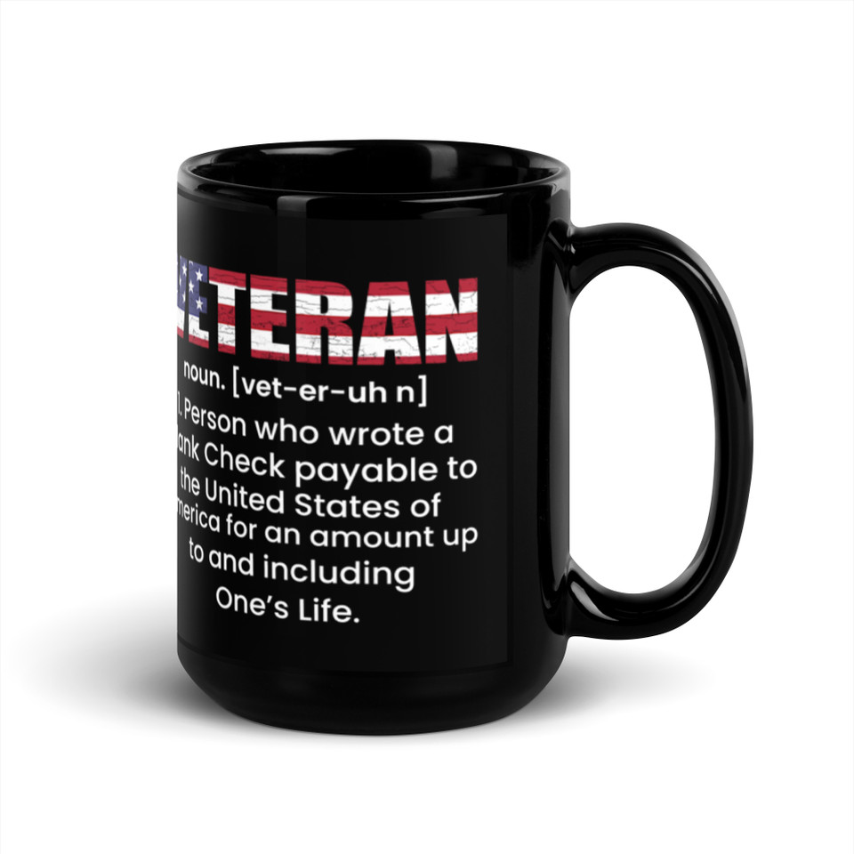 Veteran Definition 3 Black Glossy Mug Meach's Military Memorabilia & More