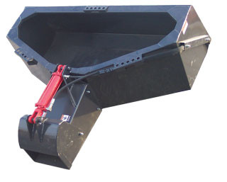 Haugen Skid Steer Concrete Bucket, Hydraulic Chute with extension