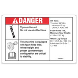 Genie Lift Part # 1299258GT - DECAL, DANGER, TIP, GS90 HI FLOAT FOAM FILLED, EA