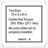 Genie Lift Part # 1304176GT - DECAL,LABEL,TIRE SPECS,GS-1932m, EA