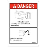 Genie Lift Part # 1308630GT - DECAL, DANGER BATT FASTENING, EA