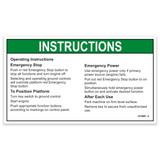 Genie Lift Part # 1272825GT - DECAL,OPERATOR INST, GROUND CONT, EA