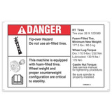Genie Lift Part # 1299263GT - DECAL,DANGER,TIP, GS69 FOAM FILLED, EA