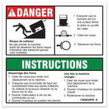 Genie Lift Part # 1305434FRGT - DECAL,DANGER,BRAKE REL SAFETY,H, EA