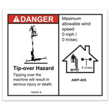 Genie Lift Part # 1301031GT - DECAL, DANGER, 40" OUTRIGGER REACH, INDOOR, EA