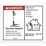Genie Lift Part # 1298712GT - DECAL, DANGER, 36" OUTRIGGER REACH, INDOOR, EA