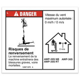 Genie Lift Part # 1298712FRGT - DECAL, DANGER, 36" OUTRIGGER REACH, INDOOR, EA