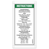 Genie Lift Part # 1284005FRGT - DECAL, ENG SPECS, KUB D1803 TIER 4, FRENCH, EA