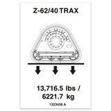 Genie Lift Part # 1323436GT - DECAL, WHEEL LOAD Z62 TRAX, EA