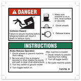 Genie Lift Part # 1323792GT - DECAL DANGER BRAKE REL SAFETY, EA