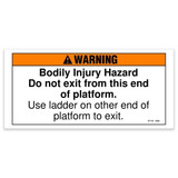 Genie Lift Part # 37118GT - DECAL,WARNING,NO EXIT THIS END, EA